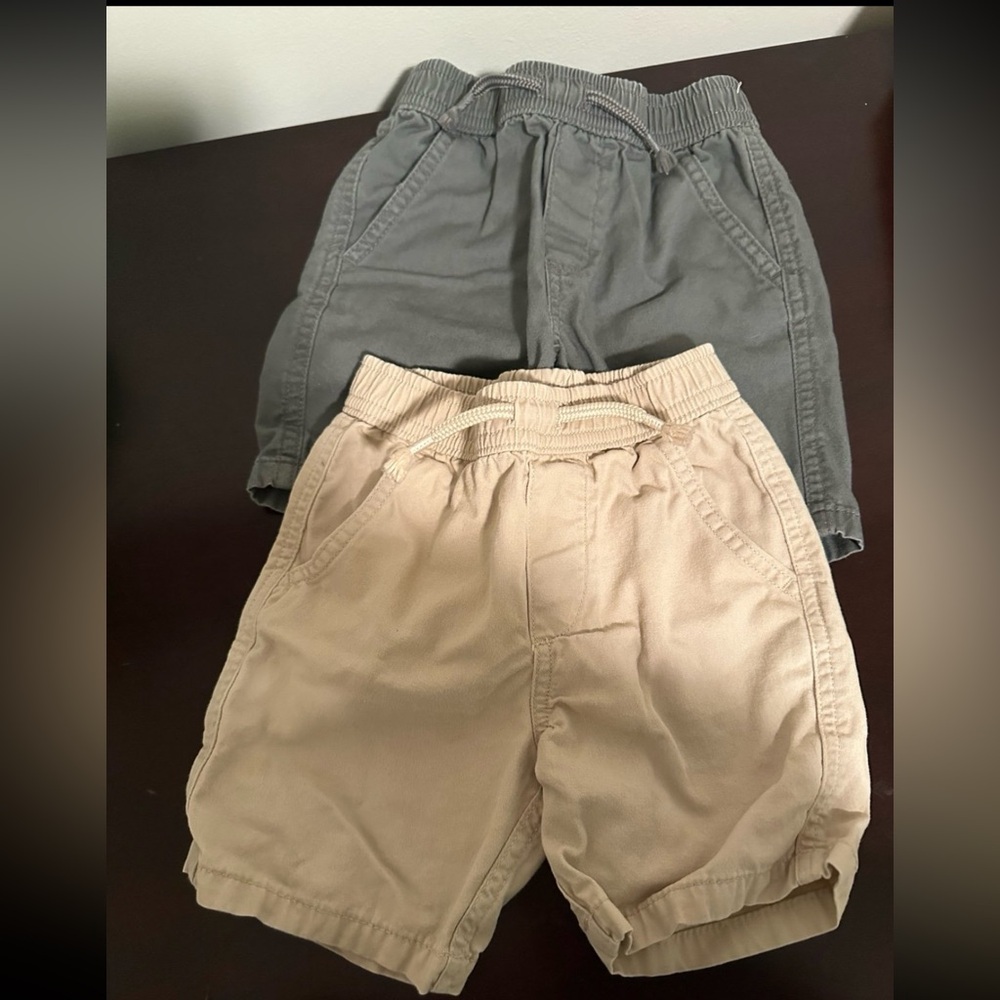 Set of toddler boy shorts with drawstring.